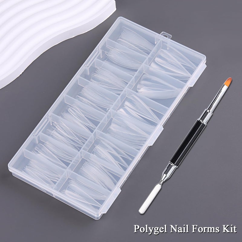 Furtherpretty Cat Claw Nail Forms Kit, 150 PCS Long Claw Dual Forms for Polygel, Reusable Eagle Claw Nail Extension Molds with Nail Brush, Halloween Stiletto Nail Tips for Professional Manicure Salon - Image 3